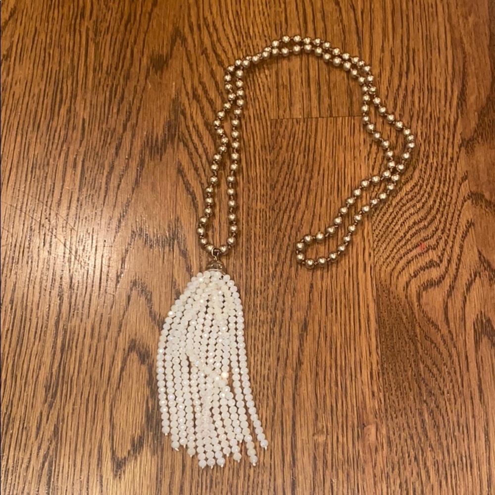 Long beaded tassel necklace